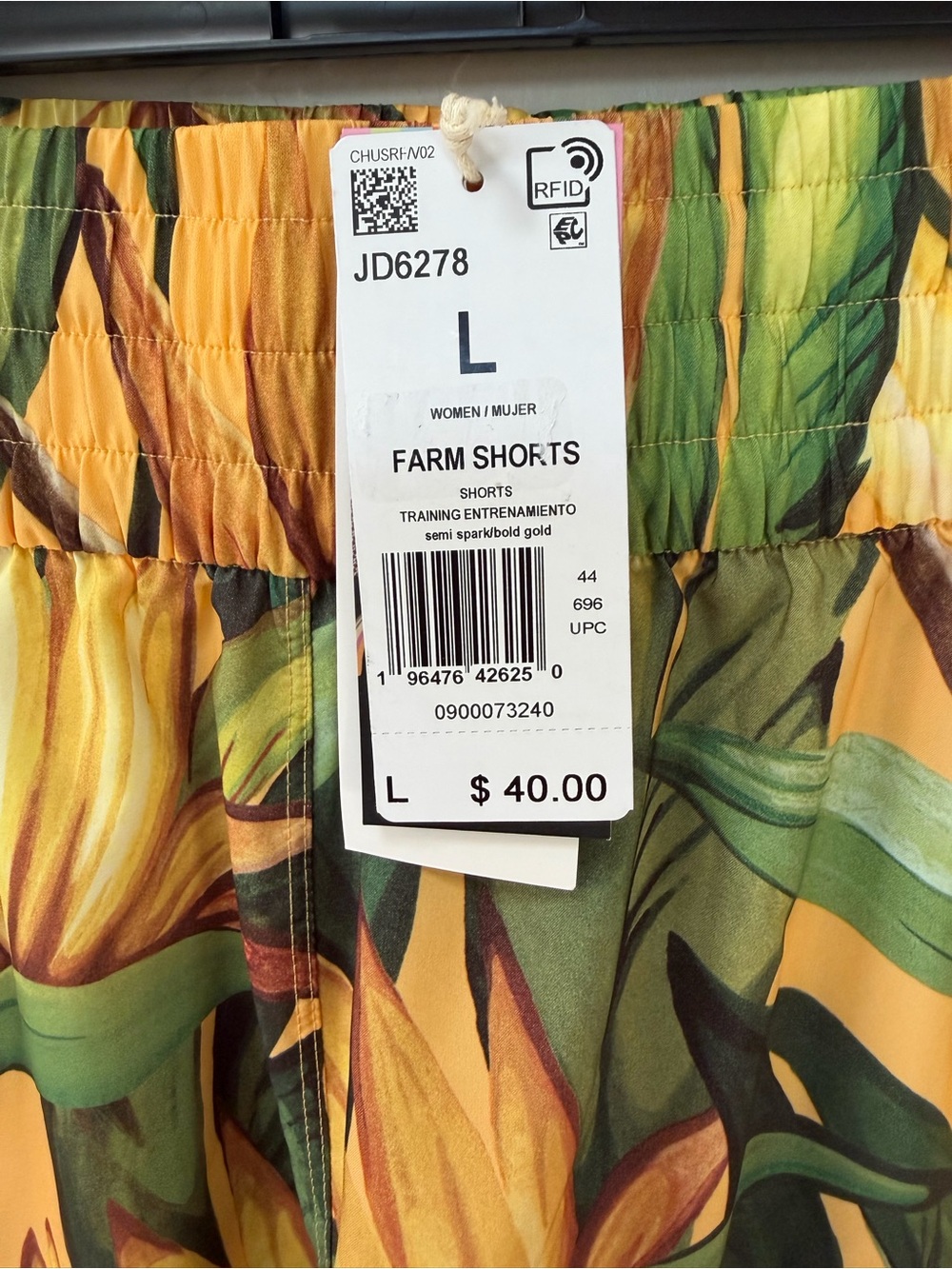 Adidas x FARM Rio Training Pacer Shorts L Tropical Floral Running Athletic NWT - Picture 5 of 7